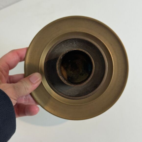 Vintage Large Brass Candle Stick Holder with Drip Tray 9.5 inches - Picture 4 of 7